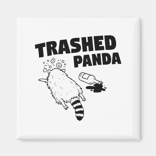 Imã Trashed Panda, Funny Drunk Raccoon, Funny Trash Pa (Frente)