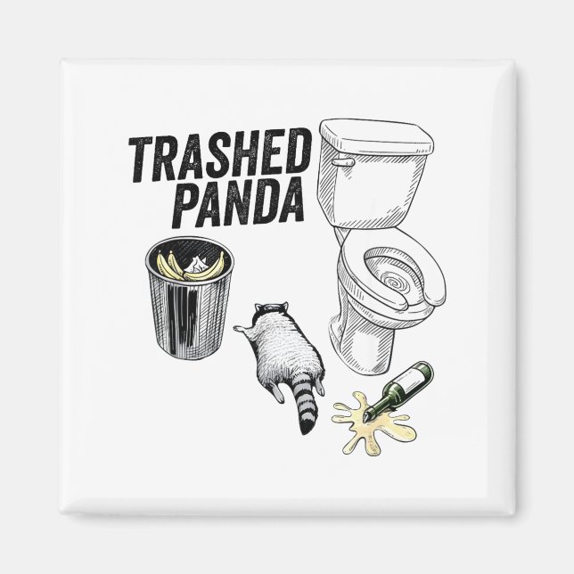 Imã Trashed Panda, Funny Drunk Raccoon, Trash Panda Hu (Frente)