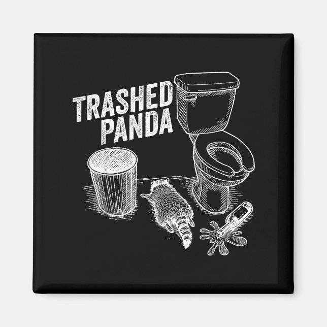 Imã Trashed Panda Funny Drunk Racoon  (Frente)