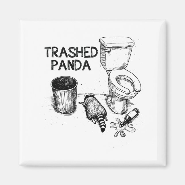 Imã Trashed Panda Funny Drunk Racoon  (Frente)