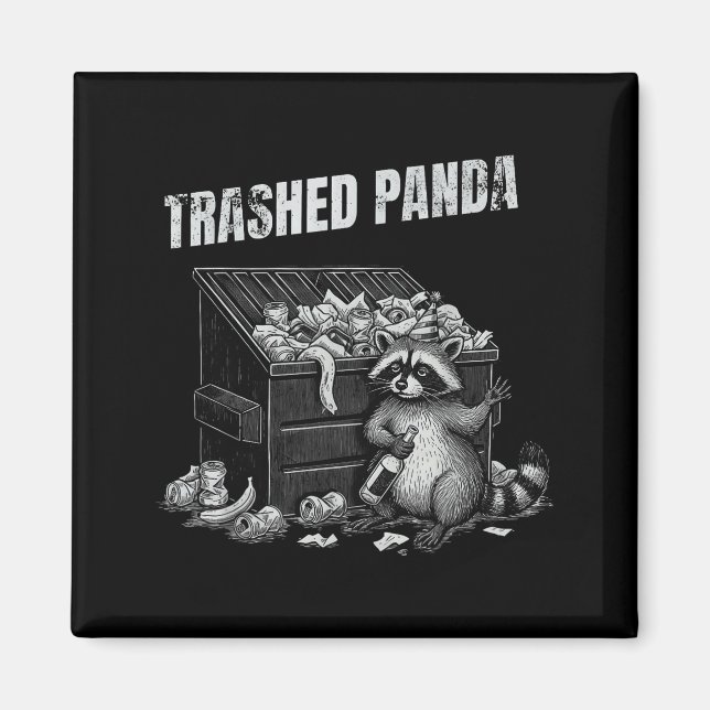 Imã Trashed Panda Funny Drunk Racoon Cool Animals Grap (Frente)