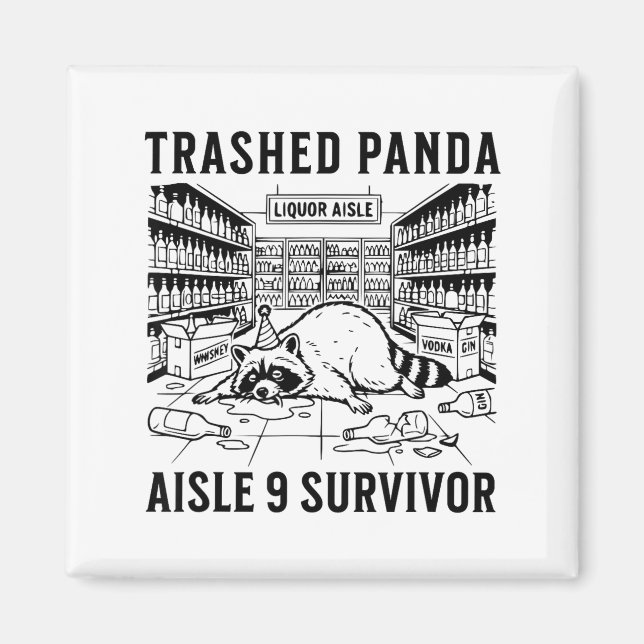 Imã Trashed Panda Liquore Funny Hangover Crazy Drunk R (Frente)