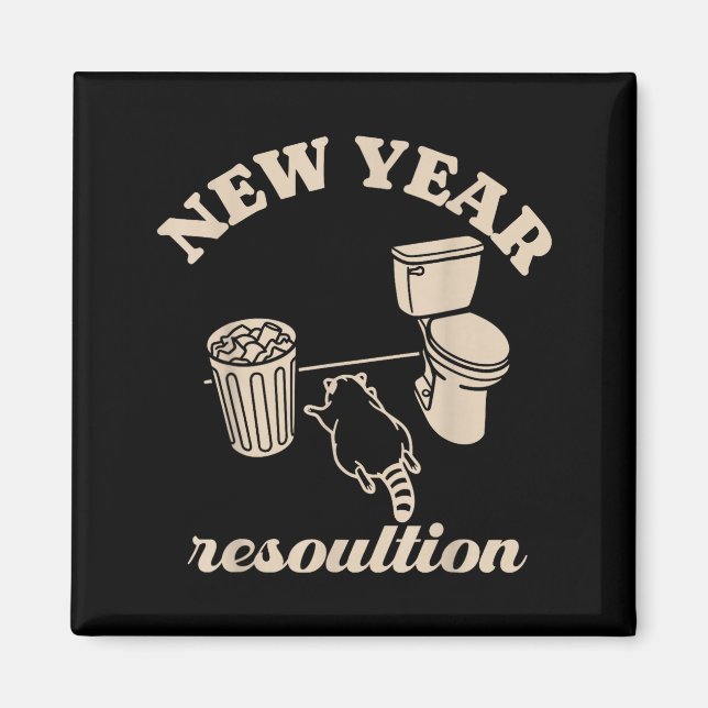Imã Trashed Panda New Year Resolution Funny Drunk Racc (Frente)