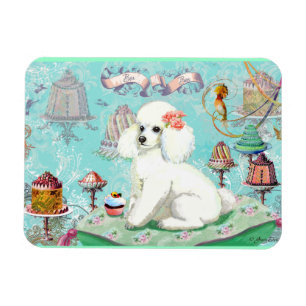 Ímã Tratamentos e Cupcakes do Partido do Poodle Branco