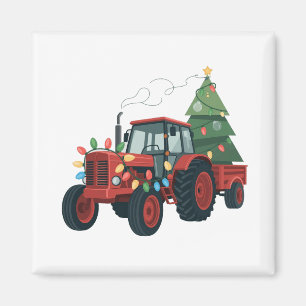 Imã Trator com Reboque Santa Fazenda Agricultor Natal