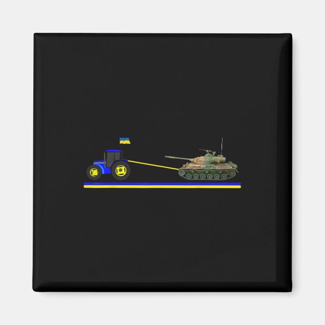 Imã Trator Ucraniano Rebocando Tanque Com Bandeira da  (Frente)