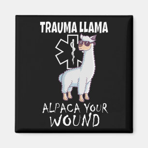 Imã Trauma Llama Emt Design Médico Ems Alpaca Sua Mulh