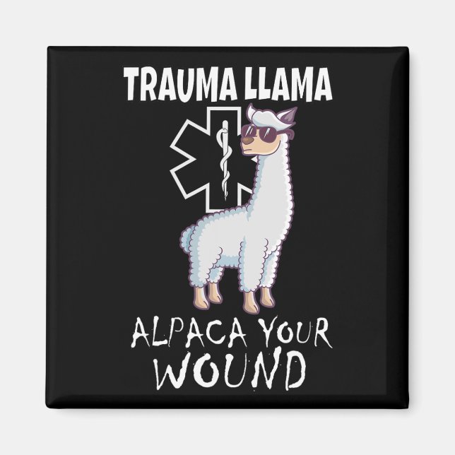 Imã Trauma Llama Emt Design Médico Ems Alpaca Sua Mulh (Frente)