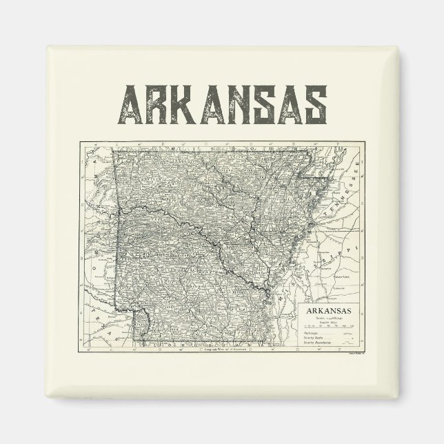 Imã Travesseira com Mapa Antigo do Arkansas (Frente)