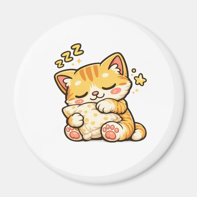 Imã Travesseiro de Gato Sonolento Fofo (Frente)