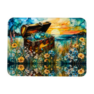 Ímã Treasure Chest de Jardim de Flores Selvagens