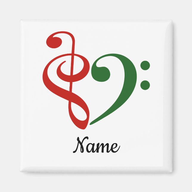 Imã Treble Clef Bass Clef Clef Heart Music Lover Perso (Frente)