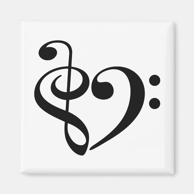 Imã Treble Clef Bass Clef Clef Heart Music Lover Perso (Frente)
