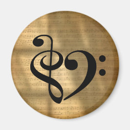 Imã Treble Clef Bass Clef Clef Heart Sheet Music