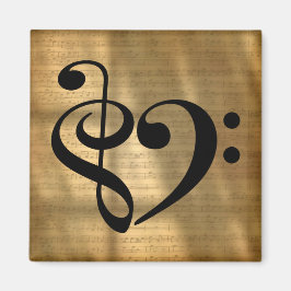 Imã Treble Clef Bass Clef Clef Heart Sheet Music
