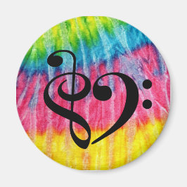 Imã Treble Clef Bass Clef Heart Retro Hippie Tie-Dye