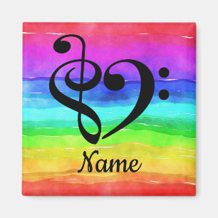 Imã Treble Clef Bass Clef Music Heart Personalizado