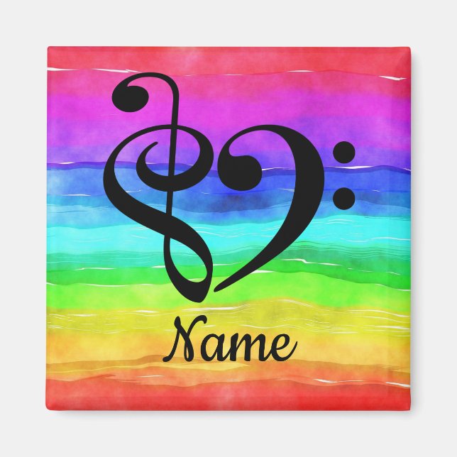 Imã Treble Clef Bass Clef Music Heart Personalizado (Frente)