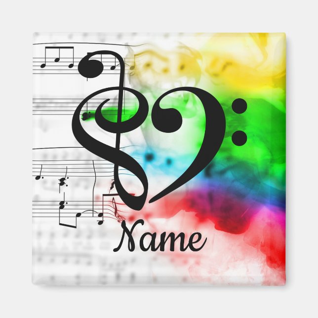 Imã Treble Clef Bass Clef Music Heart Personalizado (Frente)