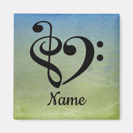 Imã Treble Clef Bass Clef Music Heart Personalizado