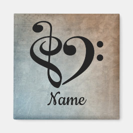 Imã Treble Clef Bass Clef Music Heart Personalizado
