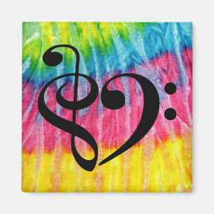 Imã Treble Clef Bass Clef Music Heart Rainbow Tie-Dye