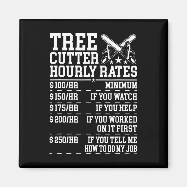 Imã Tree Cutter Hourly Rate Funny Lumberjack Arborist  (Frente)