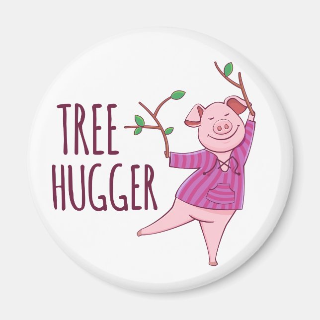 Imã Tree Hugger Cute Hippy Pig (Frente)