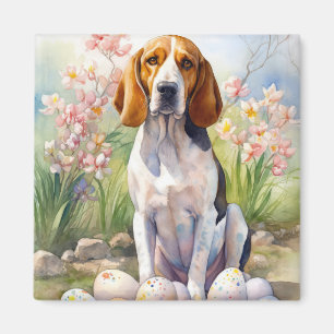 Imã Treeing Walker Coonhound com Ovos de Páscoa Feriad