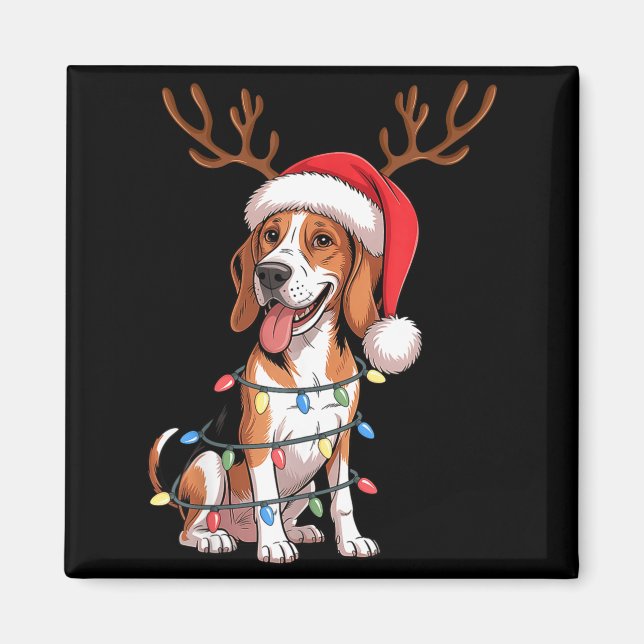 Imã Treeing Walker Coonhound Dog Christmas Lights Sant (Frente)