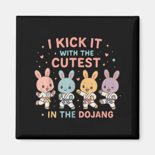 Imã Treinador de Taekwondo do Kick With Easter Bunnies