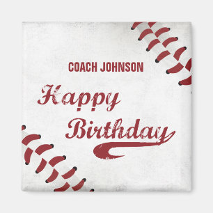 Imã Treinador Feliz Aniversário Grande Grunge Basebal