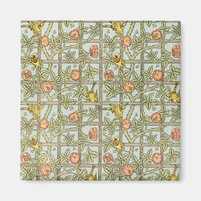 Imã Treliça por William Morris, Têxtil de Jardim Vinta (Frente)