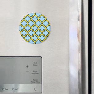 Imã Trellis azul e amarela, lete, quatrefoil