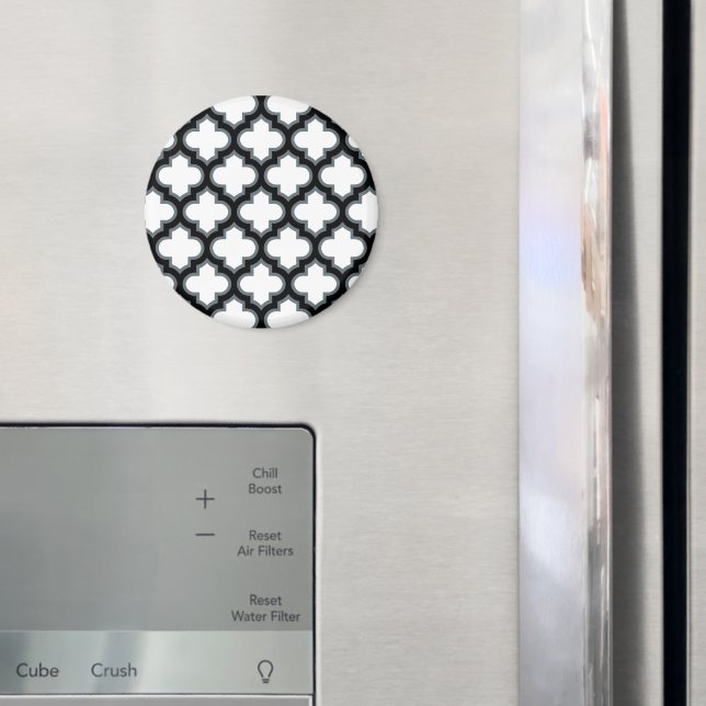 Imã Trellis branca e preta, lete, quatrefoil (In Situ (Fridge))
