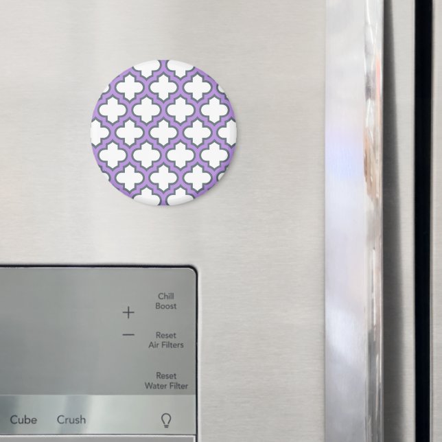 Imã Trellis branca e roxa, lete, quatrefoil (In Situ (Fridge))