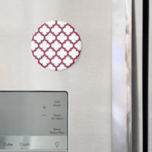 Imã Trellis branca e vermelha, lete, quatrefoil