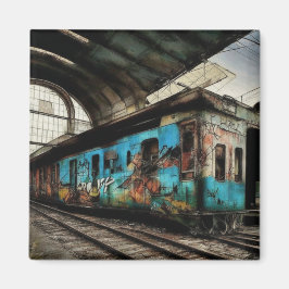 Imã Trem Abandonado com Arte Urbana de Grafite