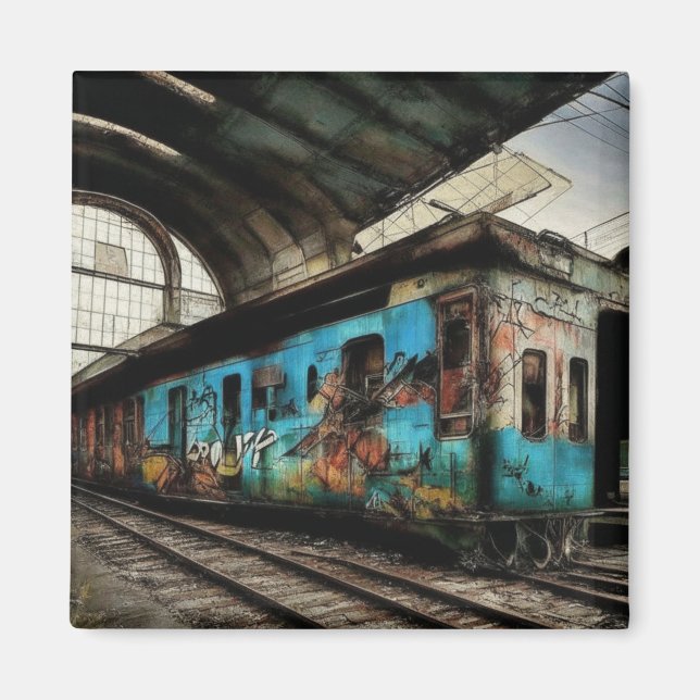 Imã Trem Abandonado com Arte Urbana de Grafite (Frente)