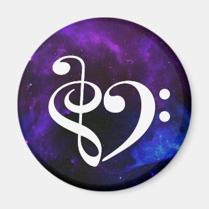 Imã Tremor Clef Bass Clef Coração Roxo Nebulosa Azul