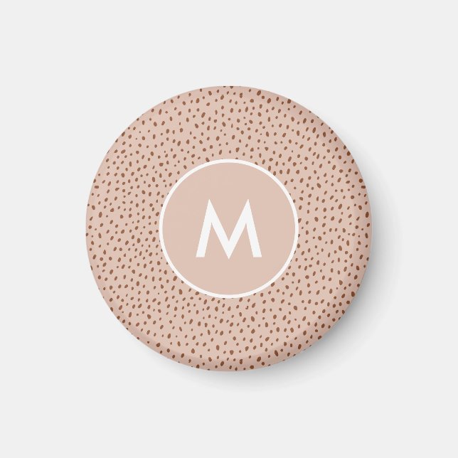 Imã Trendy Beige Monograma com Terracotta Boho Brown (Frente)