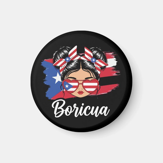 Imã Trendy Boricua Girl Puerto Rico Flag (Frente)