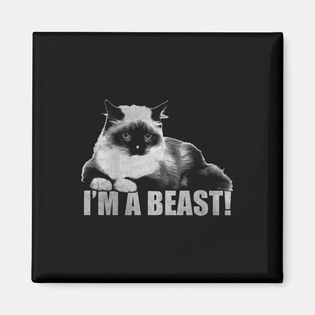 Imã Trendy Graphic Cat Stamp Sou um Beast (Frente)