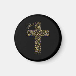 Imã Trendy Jesus Dourado Cross Black
