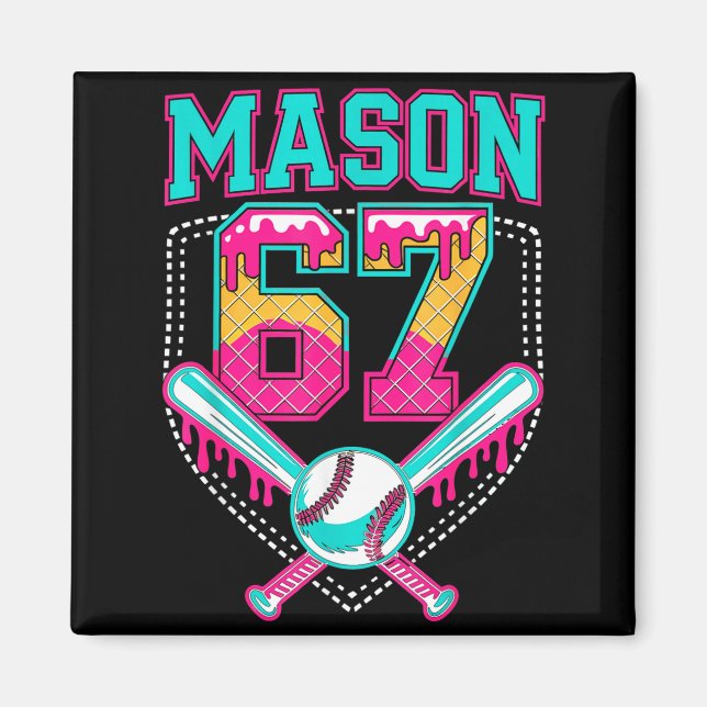 Imã Trendy Mason 67 Mem Ice Cream Drip Baseball Birthd (Frente)