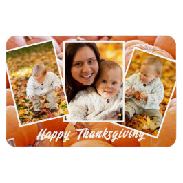 Ímã Trendy Orange Red Family Photos Thanksgiving