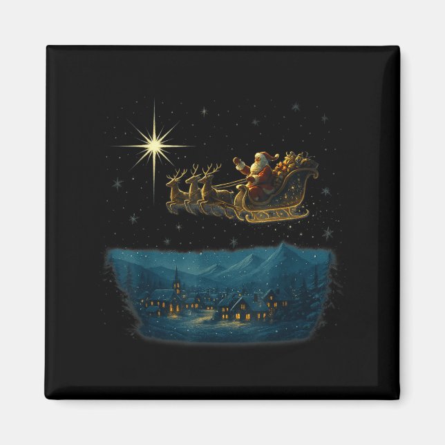 Imã Trenó do Papai Noel com Estrelas e  (Frente)