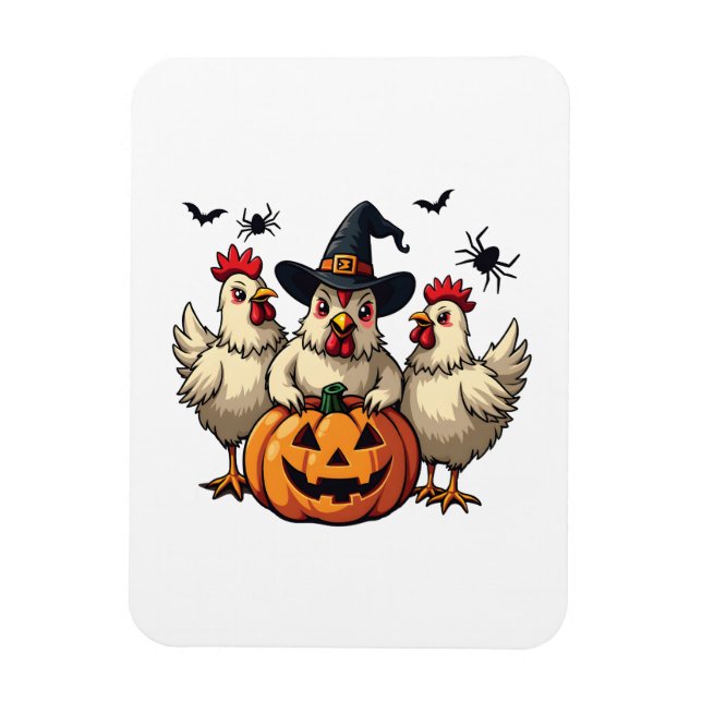 Ímã Três Bruxas de Queda de Frangos de Halloween (Vertical)