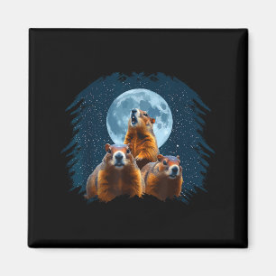 Imã Três Cabeças de Marmota e Lua Feliz Dia da Marmota