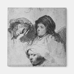 Imã Três cabeças fêmeas com uma que dormem, 1637